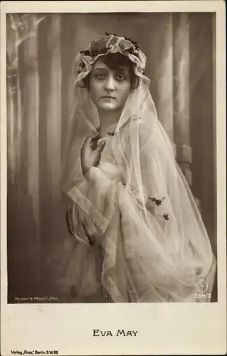 Ak Schauspielerin Eva May, Portrait als Braut, Ross Verlag 269 2, RPH