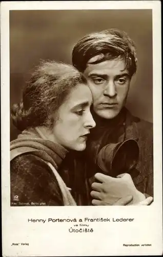 Ak Schauspielerin Henny Porten und Frantisek Lederer, Portrait