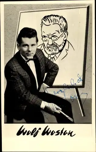 Ak Schauspieler Wolf Woston, Portra, Autogramm, Karikatur