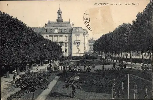 Ak Asnières-sur-Seine Hauts-de-Seine, Der Rathauspark