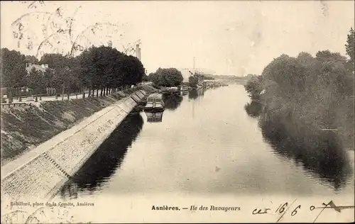 Ak Asnières-sur-Seine Hauts-de-Seine, Insel der Schädlinge