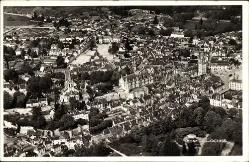 Ak Loches Indre-et-Loire, vue aerienne