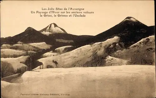 Ak Sites de l'Auvergne Frankreich, un Paysage d'Hiver sur les anciens volcans