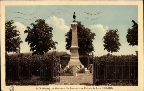 Ak Sacy Marne, Monument du Souvenir aux Enfants du Pays