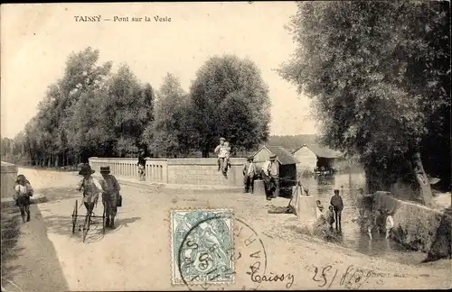 Ak Taissy Marne, Pont sur la Vesle