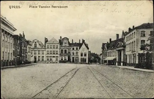 Ak Ypres Westflandern, Place Vanden Peereboom, Gleise