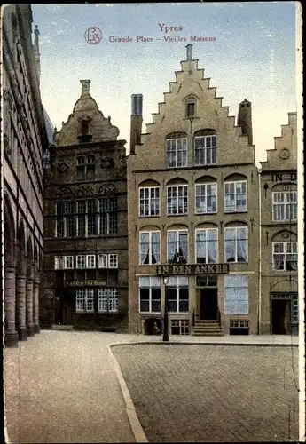 Ak Ypres Ypern Westflandern, Platz, Giebelhäuser, Gasthaus In den Anker