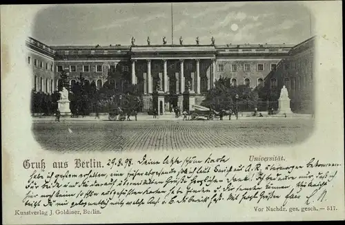 Mondschein Ak Berlin Mitte, Universität, Unter den Linden
