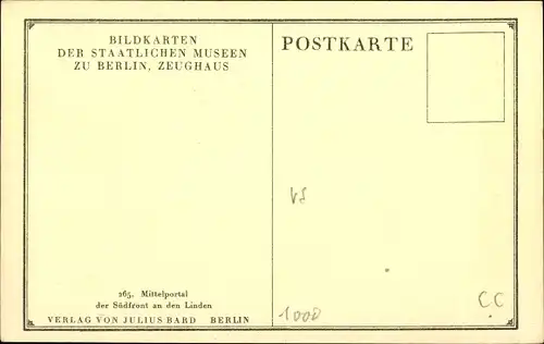 Ak Berlin Mitte, Zeughaus, Mittelportal, Unter den Linden