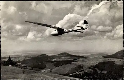 Ak Gersfeld in der Rhön, Wasserkuppe, Segelflieger, Peters in Condor IIa, D-11-186