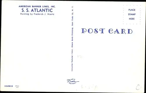 Künstler Ak Hoertz, Frederick J., SS Atlantic, American Banner Lines