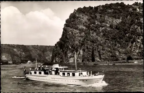 Ak Sankt Goarshausen am Rhein, Loreley, Salondampfer, Reederei W. F. Feenstra