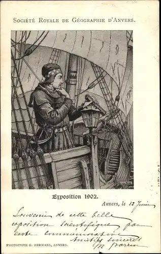 Künstler Ak Antwerpen Anvers Flandern, Exposition 1902, Societe Royale de Geographie d'Anvers