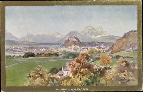 Künstler Ak Salzburg in Österreich, Blick von Parsch, Panorama