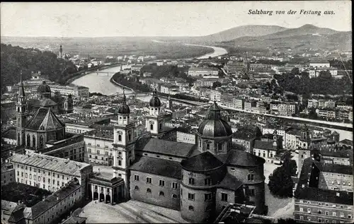 Ak Salzburg in Österreich, Panorama von der Festung aus