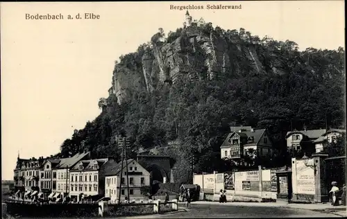 Ak Bodenbach Děčín Tetschen an der Elbe Region Aussig, Bergschloss Schäferwand