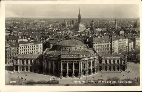 Ak Wien 1 Innere Stadt, Rathaus, Burgtheater, Domkirche, Straßenbahn