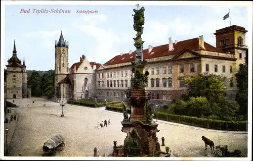 Ak Teplice Šanov Teplitz Schönau Region Aussig, Schlossplatz