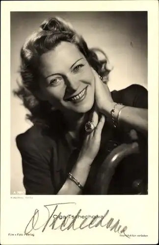 Ak Schauspielerin Olga Tschechowa, Portrait, Foto Binz A 3681 2, Autogramm