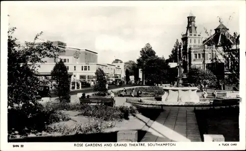 Ak Southampton South East, Rose Gardens und Grand Theatre