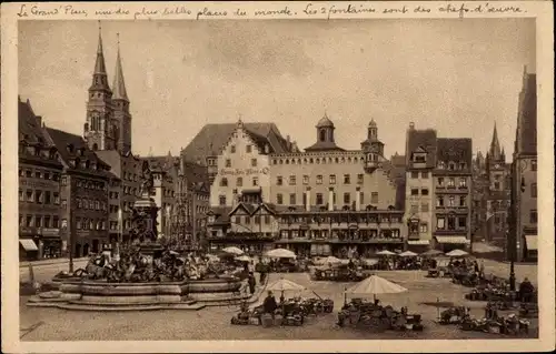Ak Nürnberg in Mittelfranken, Hauptmarkt, Kirchtürme