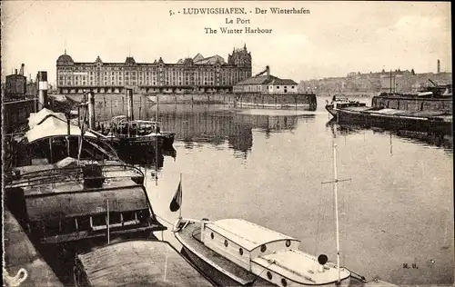 Ak Ludwigshafen am Rhein, Winterhafen
