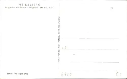 Ak Heidelberg am Neckar, Königstuhl, Bergbahn mit Station