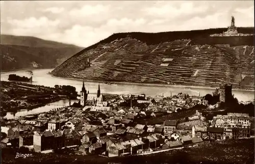 Ak Bingen am Rhein, Gesamtansicht, Niederwald Nationaldenkmal