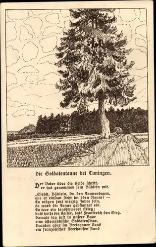 Künstler Ak Tuningen in der Baar, Soldatentanne, Gedicht