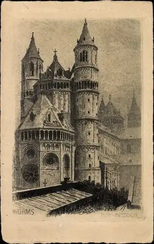 Künstler Ak Worms am Rhein, Dom