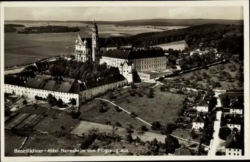 Ak Neresheim in Württemberg, Fliegeraufnahme, Benediktiner Abtei