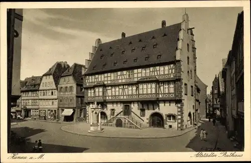 Ak Hanau am Main Hessen, Altstädter Rathaus, Freitreppe