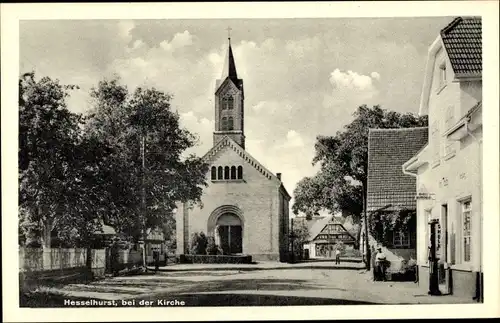 Ak Hesselhurst Willstätt im Ortenaukreis, bei der Kirche