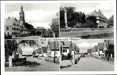 Ak Schutterwald in Baden, Partie im Ort, Siedlung, Kirche