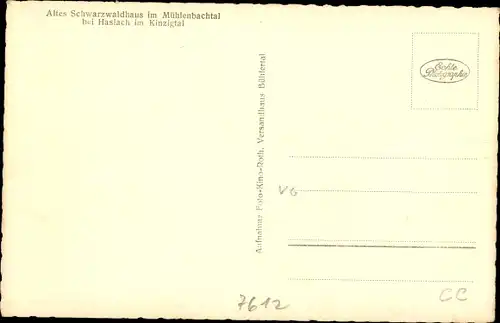 Ak Haslach im Kinzigtal Schwarzwald, Mühlenbachtal, altes Schwarzwaldhaus