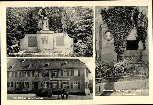 Ak Meißenheim am Rhein Baden, Kriegerdenkmal, Gasthaus zum Hechten, Grabmal Brion