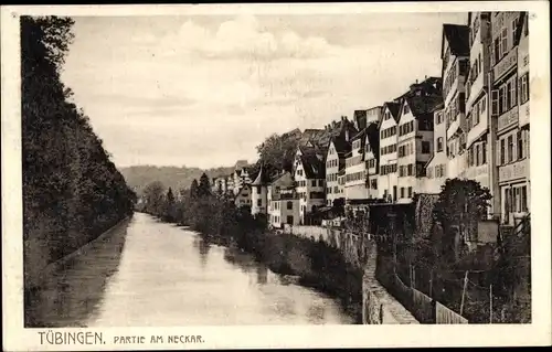 Ak Tübingen am Neckar, Flussufer, Häuserzeile