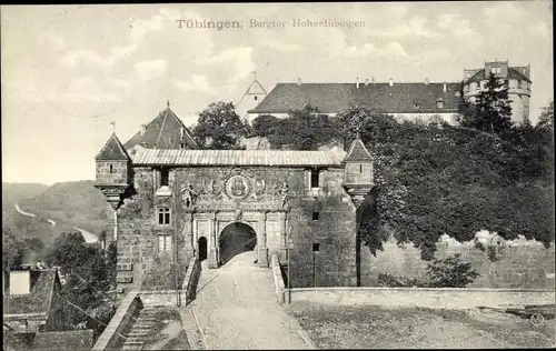 Ak Tübingen am Neckar, Burg Hohentübingen, Burgtor