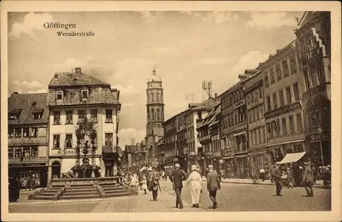 Ak Göttingen in Niedersachsen, Weenderstraße, Gänseliesel Brunnen, Geschäft Scheuermann