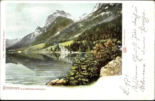 Ak Ramsau im Berchtesgadener Land Oberbayern, Hintersee, Mühlsturzhörner