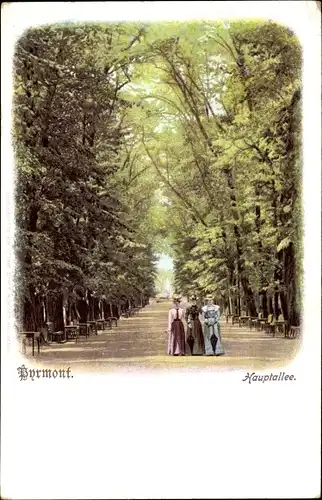 Ak Bad Pyrmont in Niedersachsen, Hauptallee, 3 Frauen