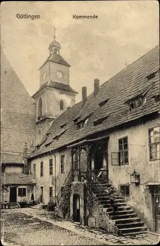 Ak Göttingen in Niedersachsen, Kommende, Freitreppe, Kirchturm