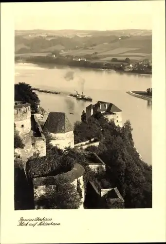 Ak Passau in Niederbayern, Oberhaus, Blick auf Niederhaus, Panorama, Dampfer