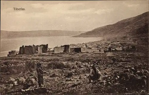 Ak Tiberias Israel, Blick auf die Ruinen