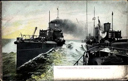 Ak Deutsche Kriegsschiffe, Torpedoboots Division in voller Fahrt