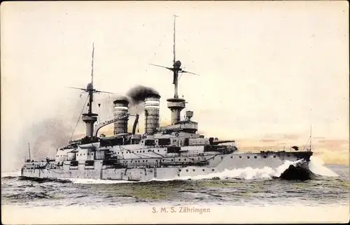 Ak Deutsches Kriegsschiff, SMS Zähringen, Linienschiff