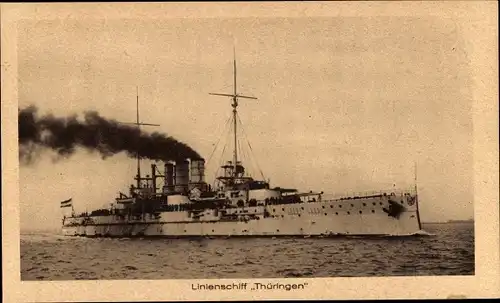 Ak Deutsches Kriegsschiff, Thüringen, Linienschiff