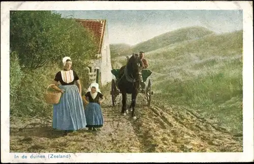 Ak Zeeland Niederlande, Niederländische Volkstrachten, In de duinen