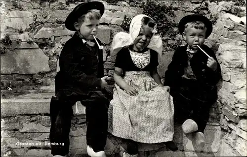 Ak Domburg Veere Zeeland Niederlande, Kinder in Tracht