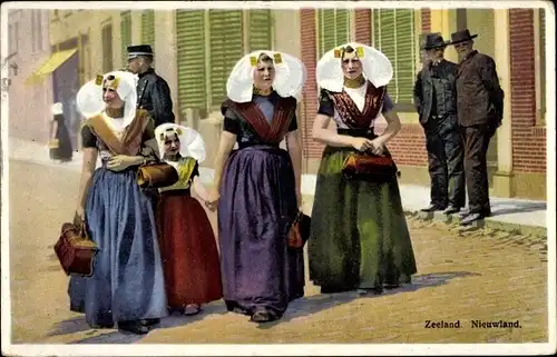 Ak Zeeland, Frauen in Tracht, Nieuwland